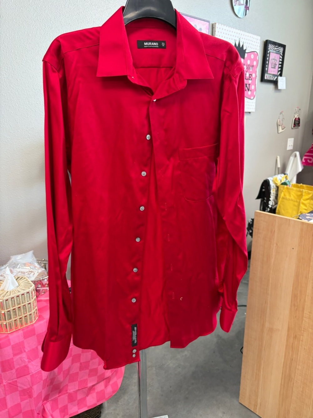 Murano Men's Vibrant Red Long-Sleeve Dress Shirt